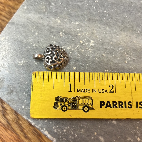 Sterling Silver Scroll Open Heart Small Charm or Pendant - Picture 16 of 17